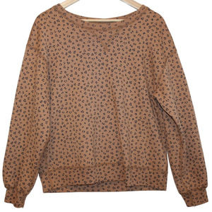 Abercrombie & Fitch Soft AF Brown Cheetah Crewneck Long Sleeve Sweatshirt Size M